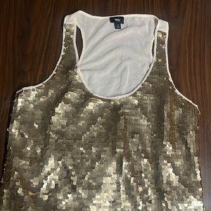 Gold sequin blouse tank top